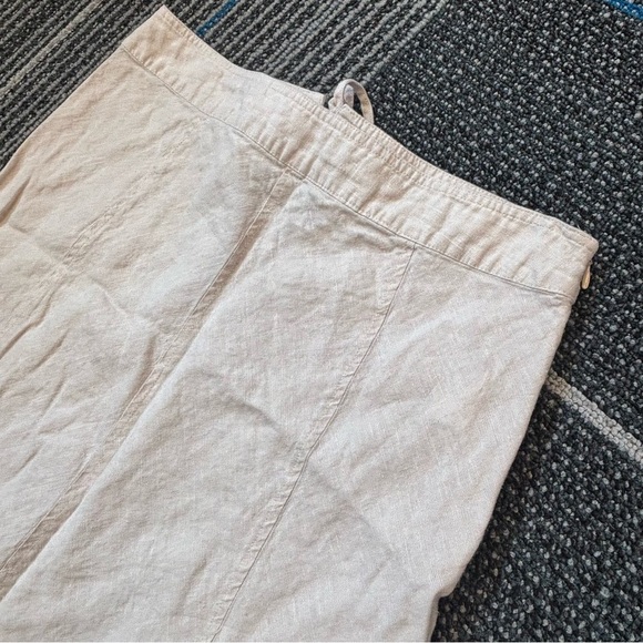 Tahari Linen Maxi Skirt Beige size 10 side zip lace up back - Picture 3 of 8